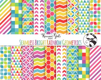 50% OFF Seamless Rainbow Geometric Pattern Digital Paper Set - Personal & Commercial Use