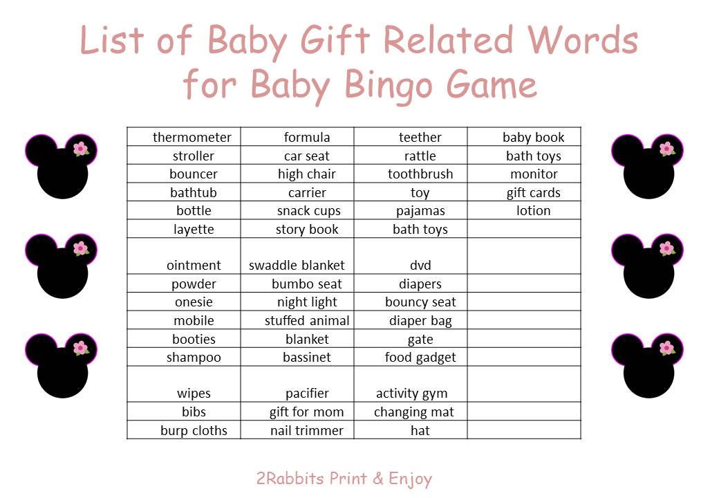 Baby bingo for baby shower