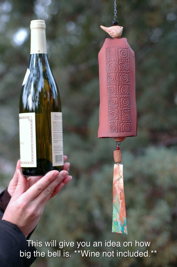 Unique Wind Chime Garden Bell With Vine Carving Patina Copper Like This Item