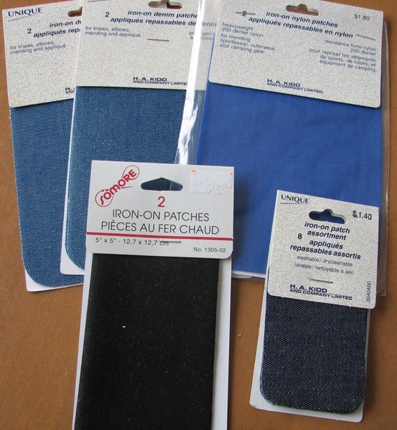 Iron On Patches Denim Nylon Twill 5 packs Blue Black