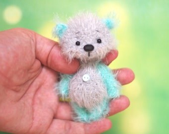 Ooak Artist Teddy bear 3.5 inches, miniature, animal creature present gift handmade toy