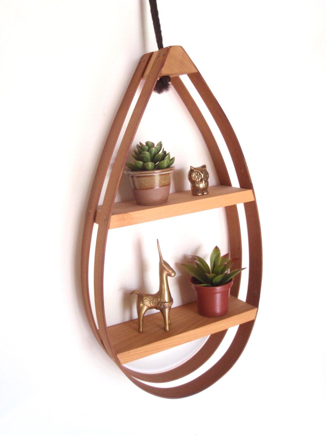 Vintage Bentwood Teardrop Wall Shelf/ Mid Century Hanging