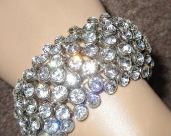 Vintage 1940's Diamante Bracelet - VERY Wide, VERY Sparkly, VERY Party!!!!