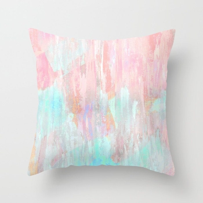 Pastel Throw Pillow Cover Abstract Modern Print Pink Peach
