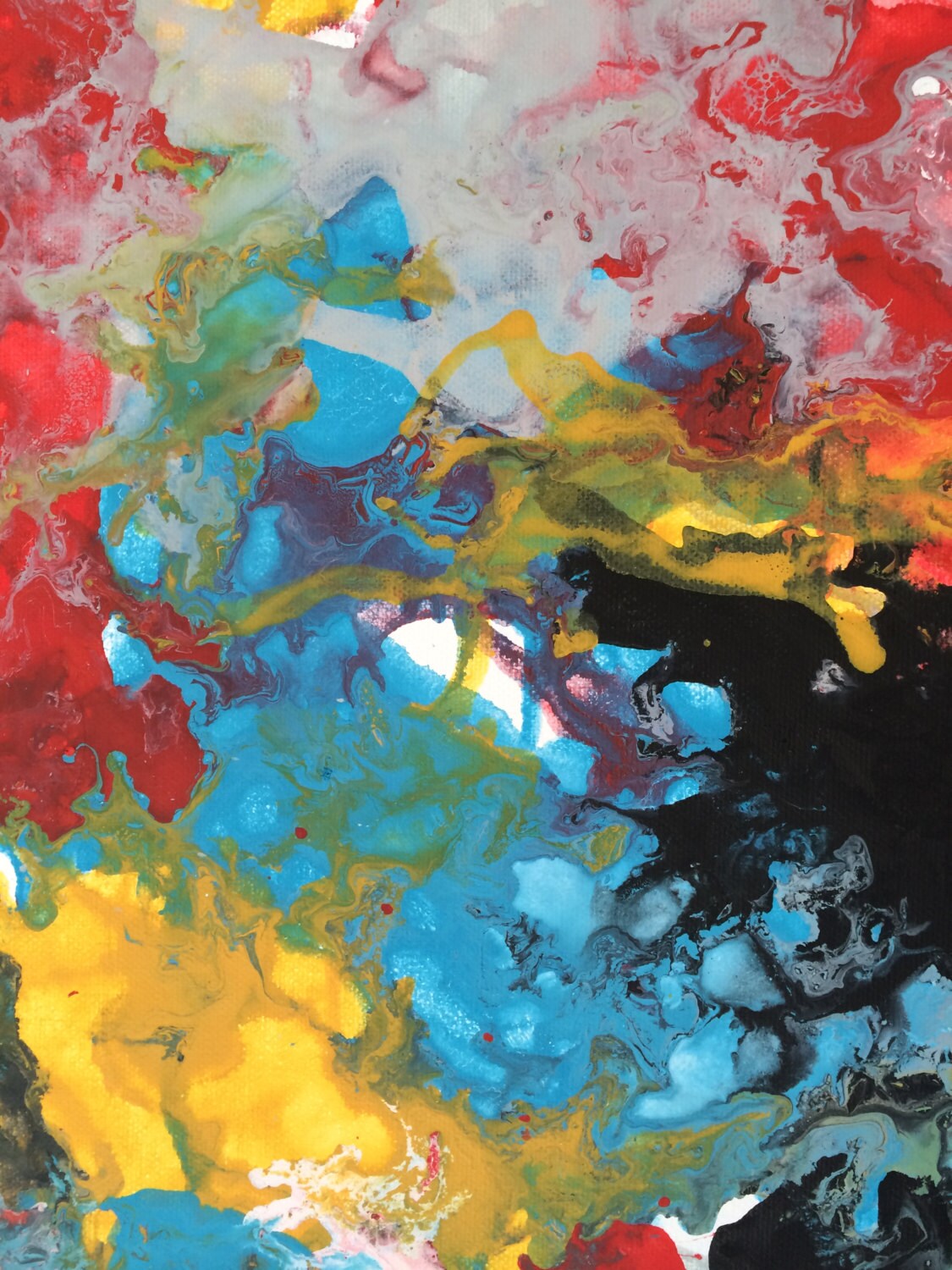 SALE Abstract Blue XL Art Canvas Painting Large Wall Hanging