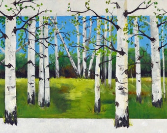 Aspen tree painting | Etsy