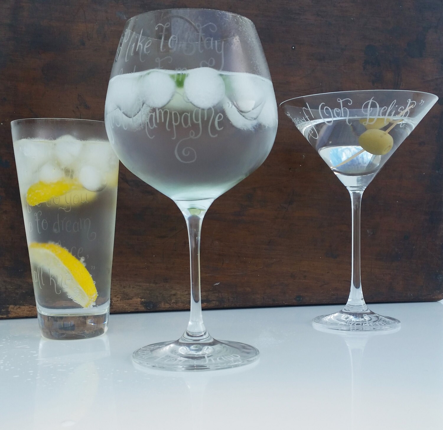 Personalised Gin Glasses Hand Engraved Dartington Crystal