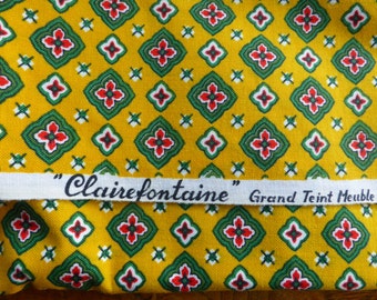 COUPON of FABRICS, tissus for furnishing, reversible, vintage 1960 made in france grand teint meuble CLAIREFONTAINE