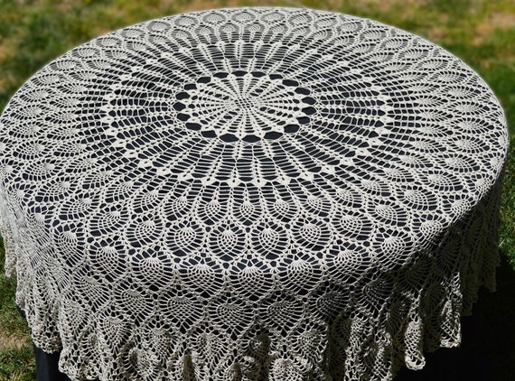 Round Crochet Tablecloth Vintage Style Crochet Pineapple