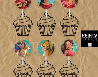 Elena of Avalor Cupcake topper, Birthday Party Supplies, Princess Elena, Cupcake toppers, Birthday Decoration, Instant Download, Printable
