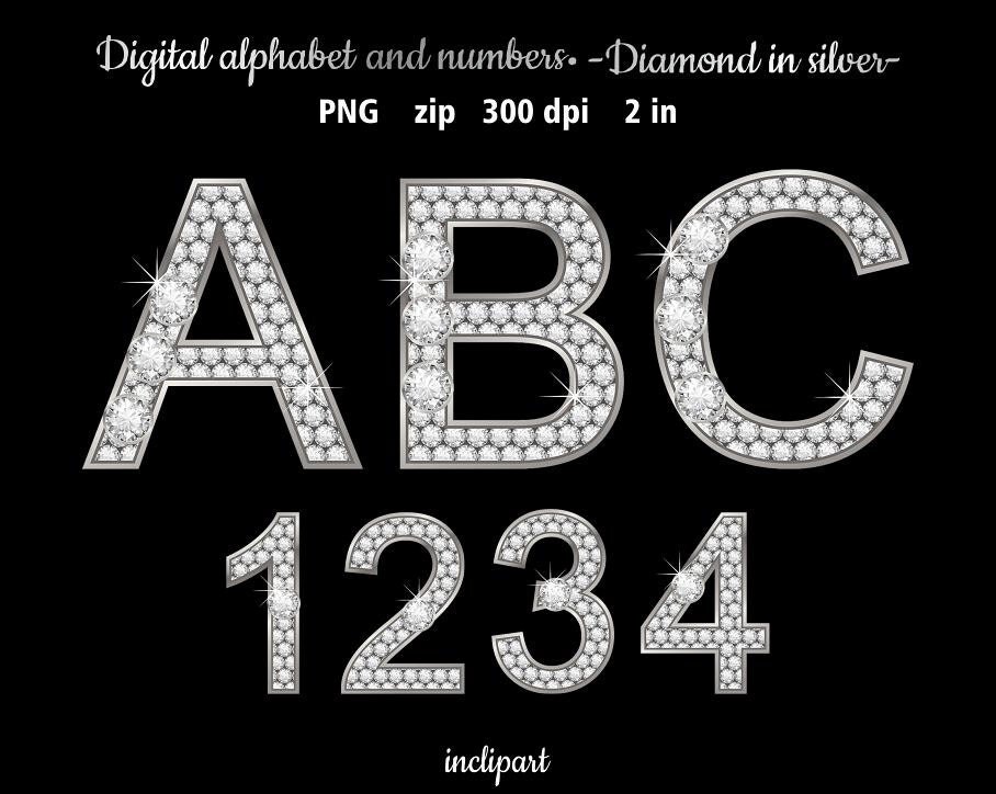 Diamond In Silver Alphabet Clipart Rhinestone Letters And