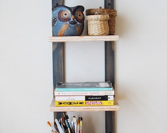 Reclaimed Plywood Thin Bookshelves, Wall Shelf, Storage- Gray