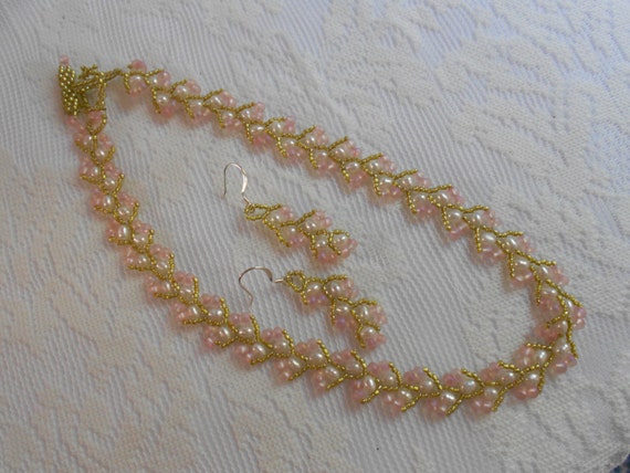 Wisteria Pink Wisteria Vine Necklace Pink Seed Bead Jewelry