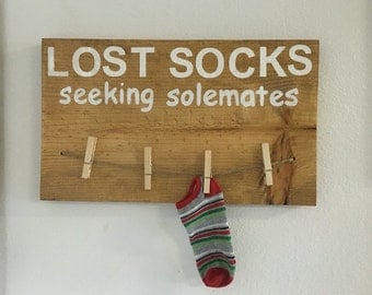 Lost socks seeking solemate, wood laundry room sign, laundry room decor, wall decor, laundry decor, laundry signs
