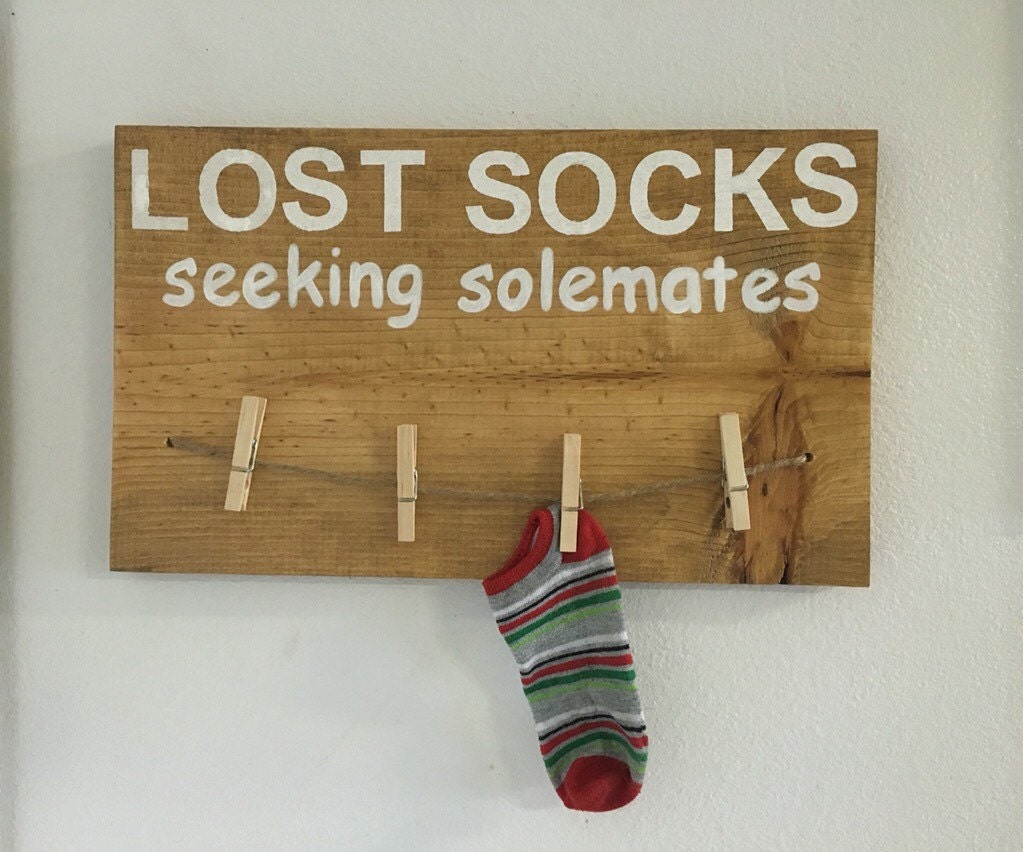 Lost socks seeking solemate wood laundry room sign laundry