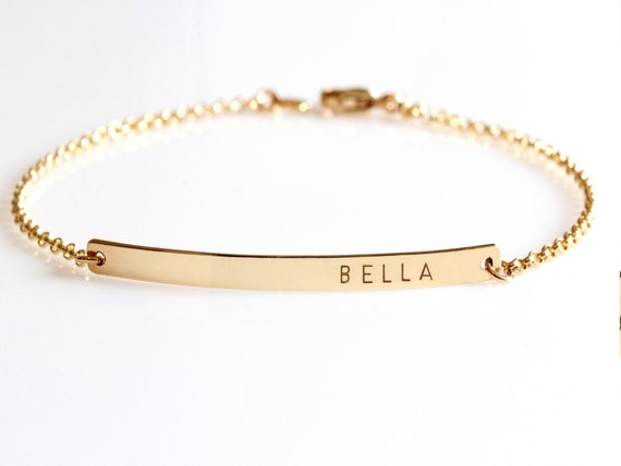 gold bar custom name bracelet