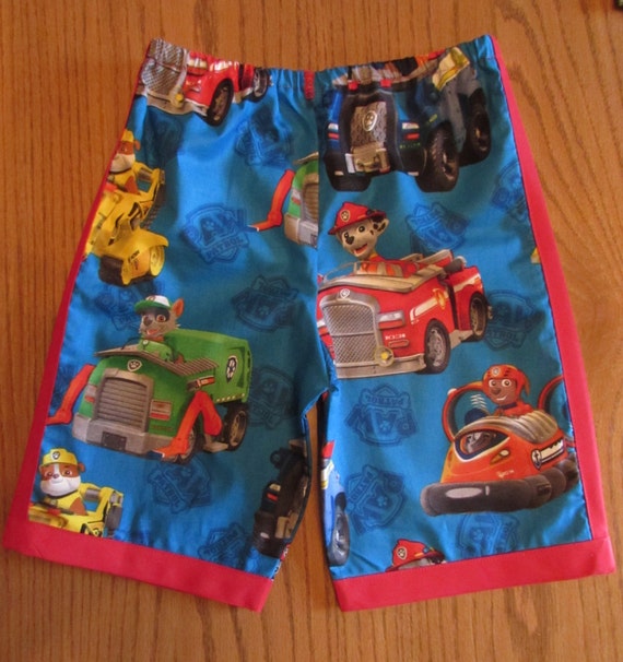 Paw patrol shorts / cotton / red or yellow edge / elastic waste