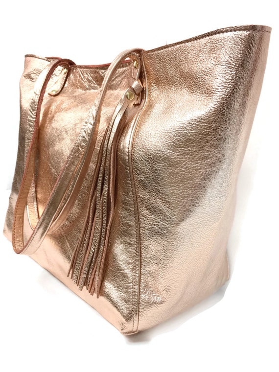 rose gold large tote bag