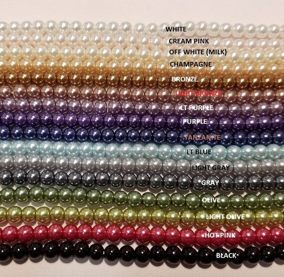 4mm Round Glass Pearls, Beads, Strands (approx 105 pieces per strand) 16 strands price (one of each color)
