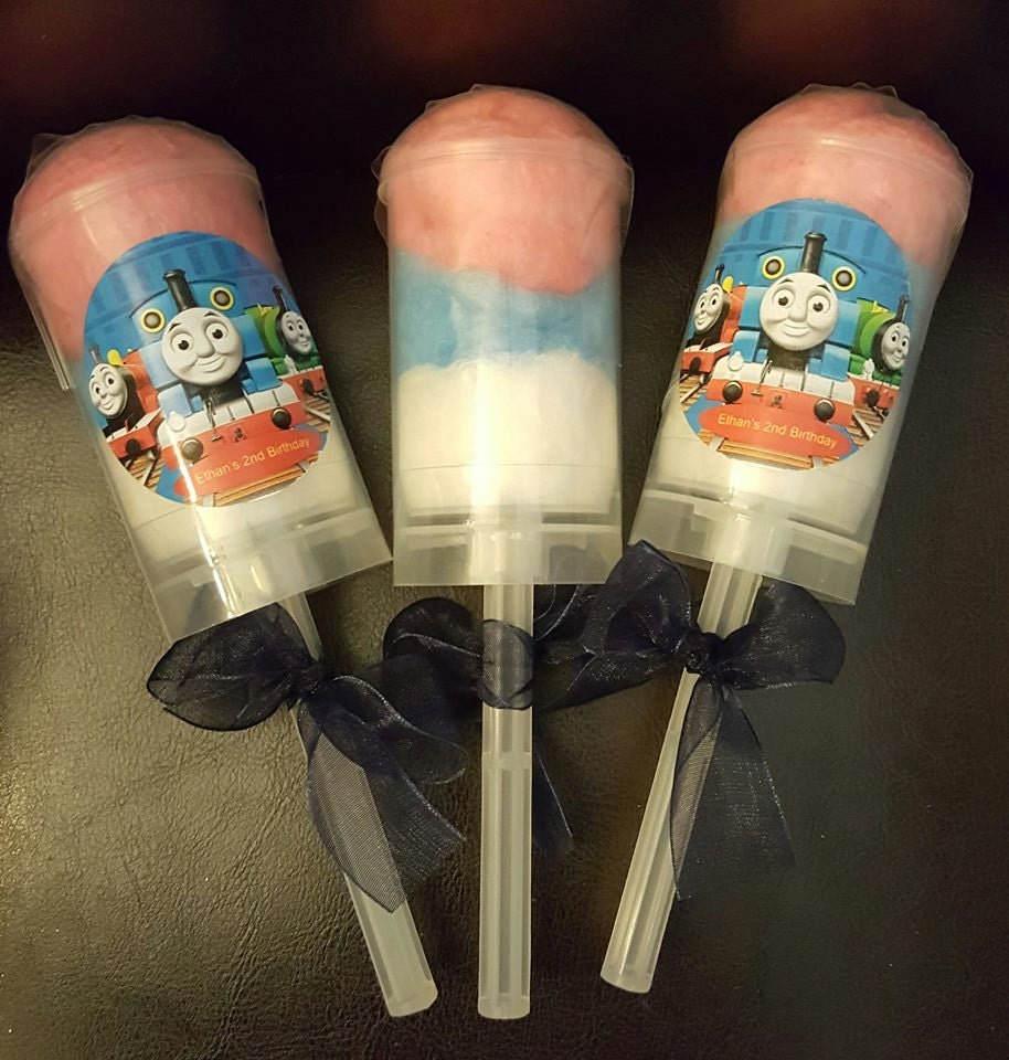 12 Cotton Candy Push Pop favors with custom label / party
