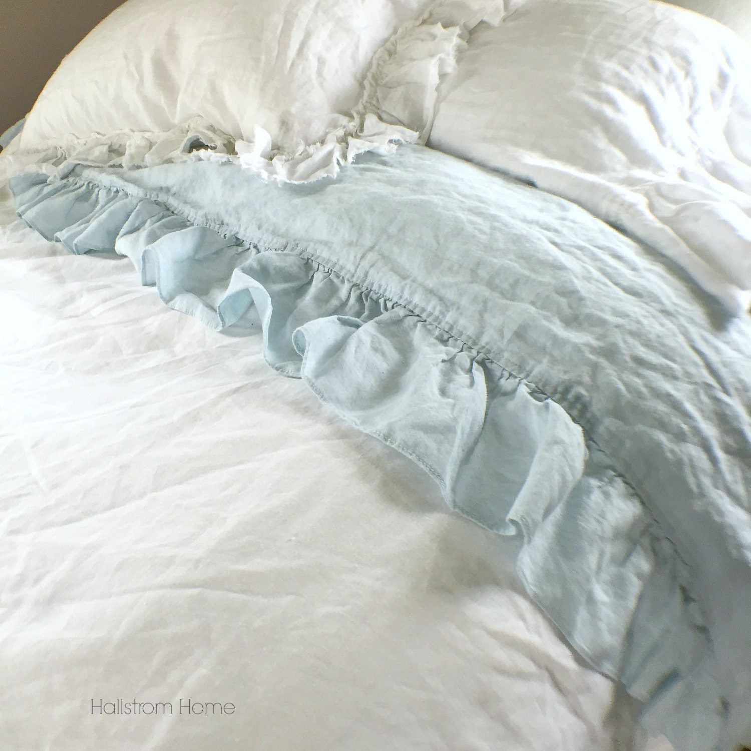 Ruffled Linen Top Sheet French Linen Bedding Girls Room