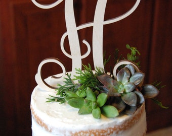 Personalized Cake Topper - Bride's Cake - Initial Cake Topper - Painted