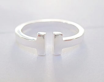 Double Bar T ring- Sterling Silver*