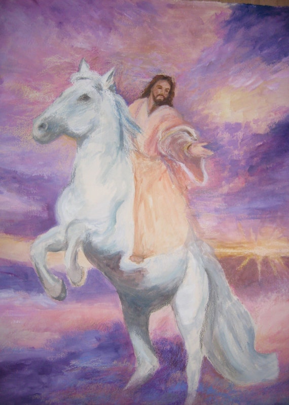 Jesus on Horse Print of Original Painting by Judy by HopeforHorses