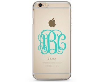 Turquoise Monogram iPhone Case, iPhone SE case, iPhone 6s Case, iPhone 6s Plus case, iPhone 7 case, Clear Phone Case