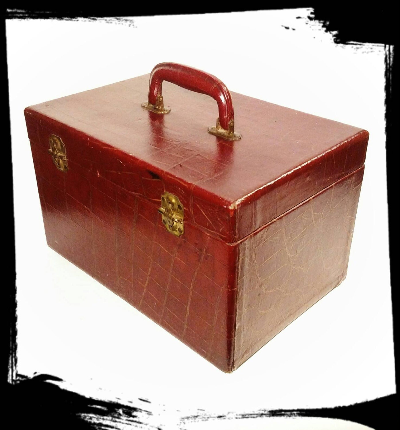 over 8.5 corners how make many Cosmetic Case/Hard Shell Leather Maroon Case Vintage Train over 8.5 corners how make many Cosmetic Case/Hard Shell Leather Maroon Case Vintage Train