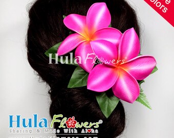 2 Plumeria size 3.25 inches Hair Clip For Hawaiian, Polynesian Hula Dancers, CM1-49