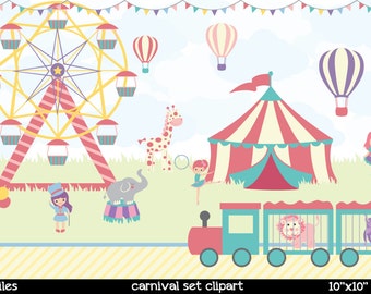 Carnival Clipart | Cute Carnival Clipart | Circus Clipart | Elephant Circus Clipart | Monkey Clipart | Elephant Clipart | Giraffe Clipart