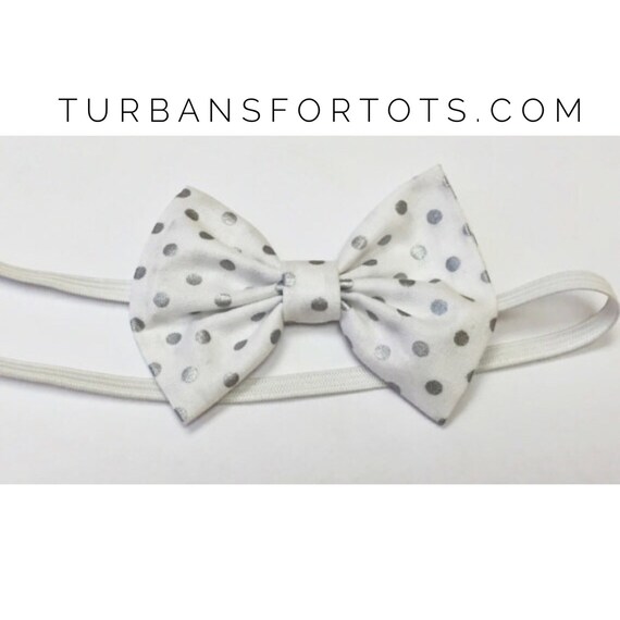 White Silver metallic baby bow