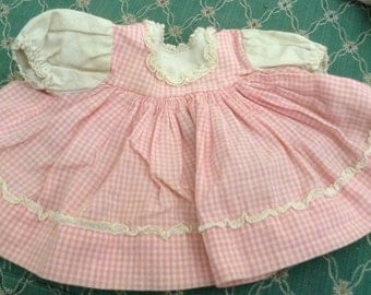 Vintage Pink Checked Doll Dress
