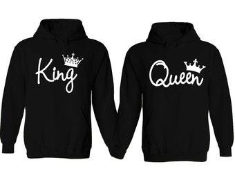 King and Queen Soul Mate Couple sweaters Cartoon- Funny Couple Hoodies Couple Sweatshirts Matching Couple Hoodie Sweater