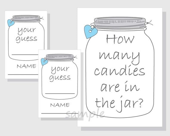How many candies are in the jar Printable Game Candy