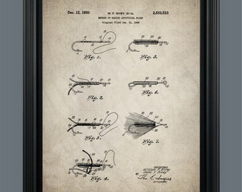 Vintage Fly Fishing Patent Poster Print - Patent Print Wall Art - Patent Poster - #057