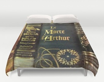 Adventure Library Comforter or Duvet Cover: Bedding, books, boy's room, King Arthur, dark, medieval, home decor,