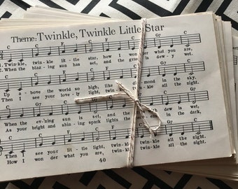 12-Pack Vintage Children's Music, 1960's Classic Songs, Lesson Pages, Lyrics, Piano, Children's Music, Craft Supply, Assemblage, Journals