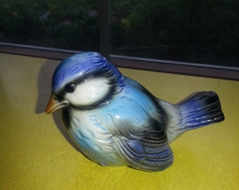 Vintage 1970s West Germany Goebel Porcelain Blue Jay Bird Figurine