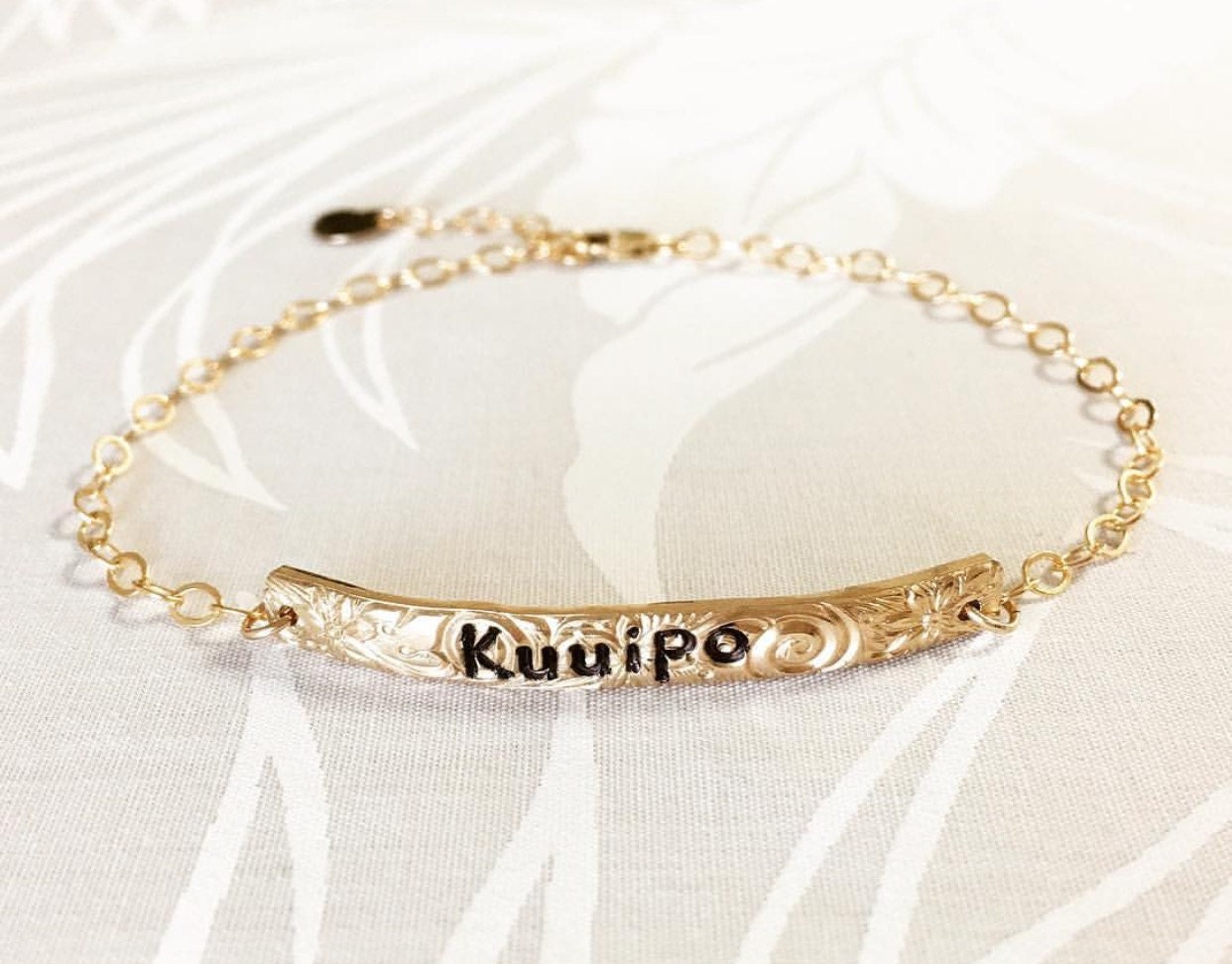 14k gold filled Hawaiian heirloom ID bracelet by kawaocreations
