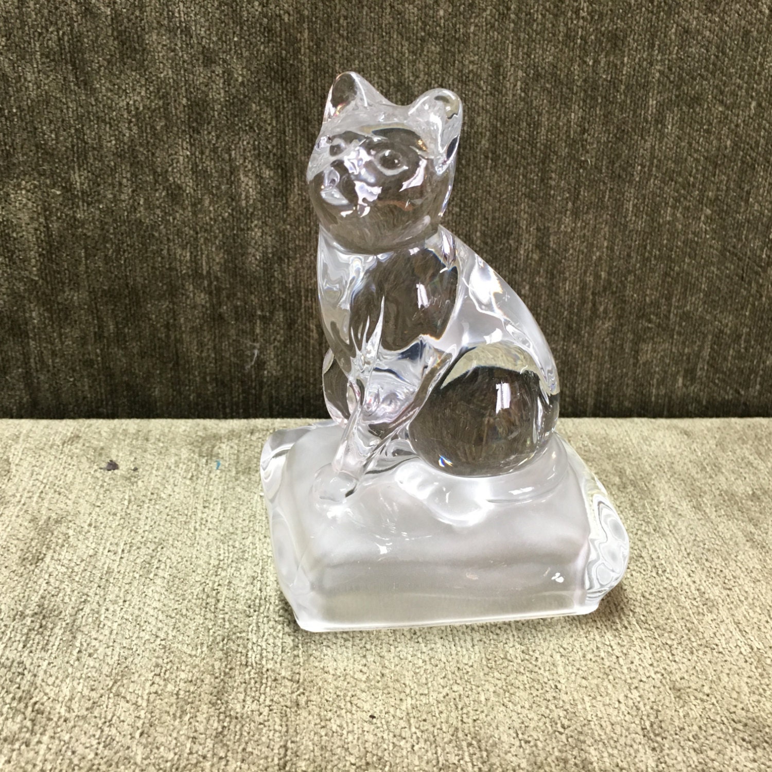 Lead Crystal Cat FigurineCrystal Cat on Pillow by BullfrogHollow