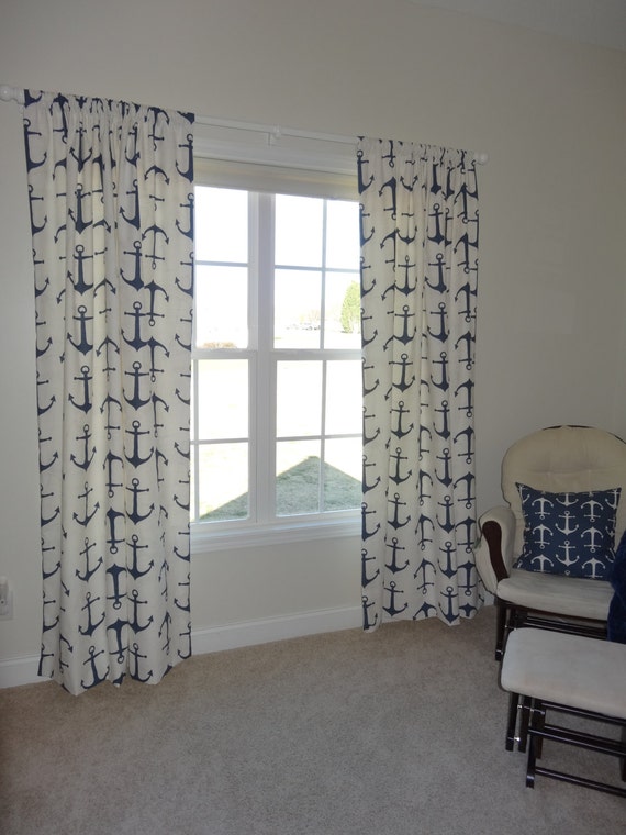 Items similar to Anchor Curtain panels, Nautical Curtain, Anchors