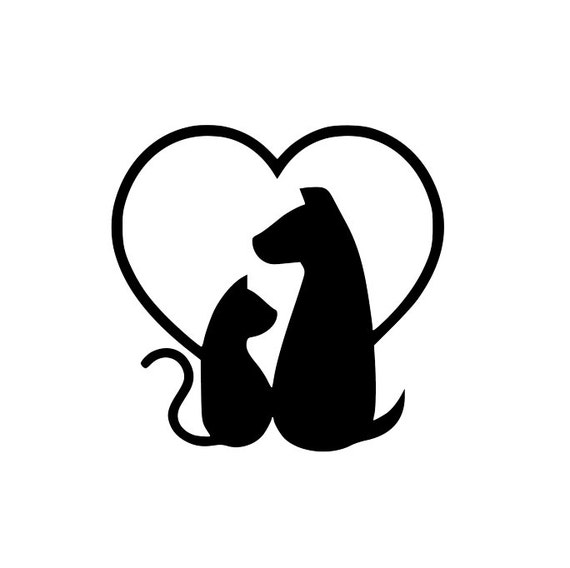 Dog and Cat Heart Sticker