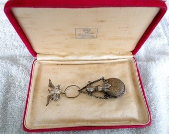 Rare GAR Eagle Pin-Post Civil War-with Victorian CHATELAINE PERFUME-1870s-and Display Case