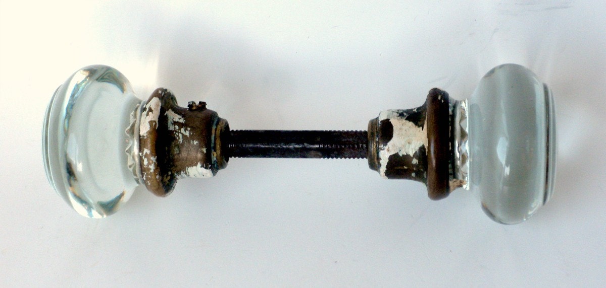 Mercury Glass Door Knobs Round Deco Clear by BunnyFindsVintage