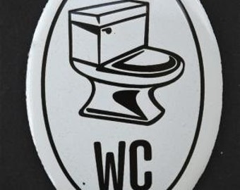 Small antique style enamel metal WC sign