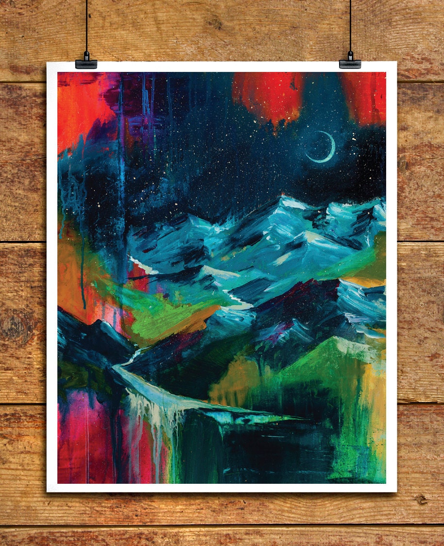 Mountain Art Print Wall Art abstract mountain painting
