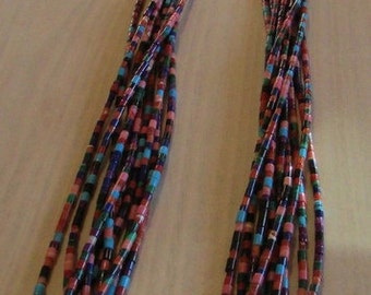 Multicolor Heshi 10 Strand Necklace with Squaw Wrap