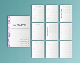 PROJECT PLANNER A5 Printable PDF (5.8" x 8.3") Filofax Steps Tracker Goal Budget Supplies Inserts Organizer. 10 pages